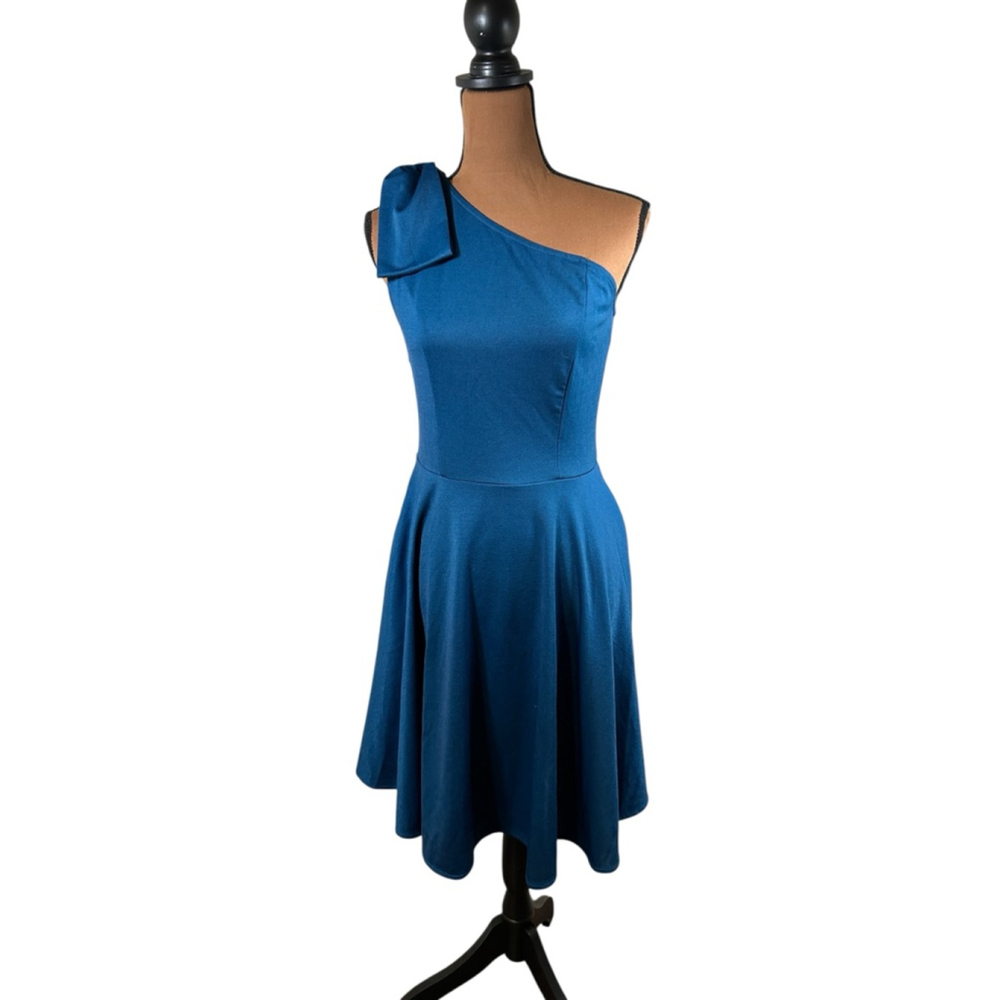 Women's Jasambac One Shoulder Dress M Teal - Picture 2 of 7
